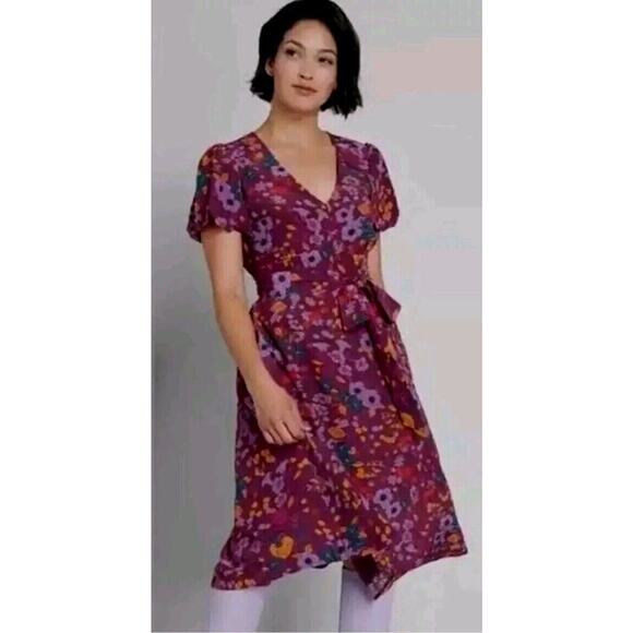 Modcloth Dresses & Skirts - Modcloth Dress Sz M Empire Waist The Sweetest Occasion Purple Floral Midi Plum